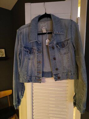 ✨Vintage✨ Old Navy Y2K Cropped Light Wash Denim Jacket M